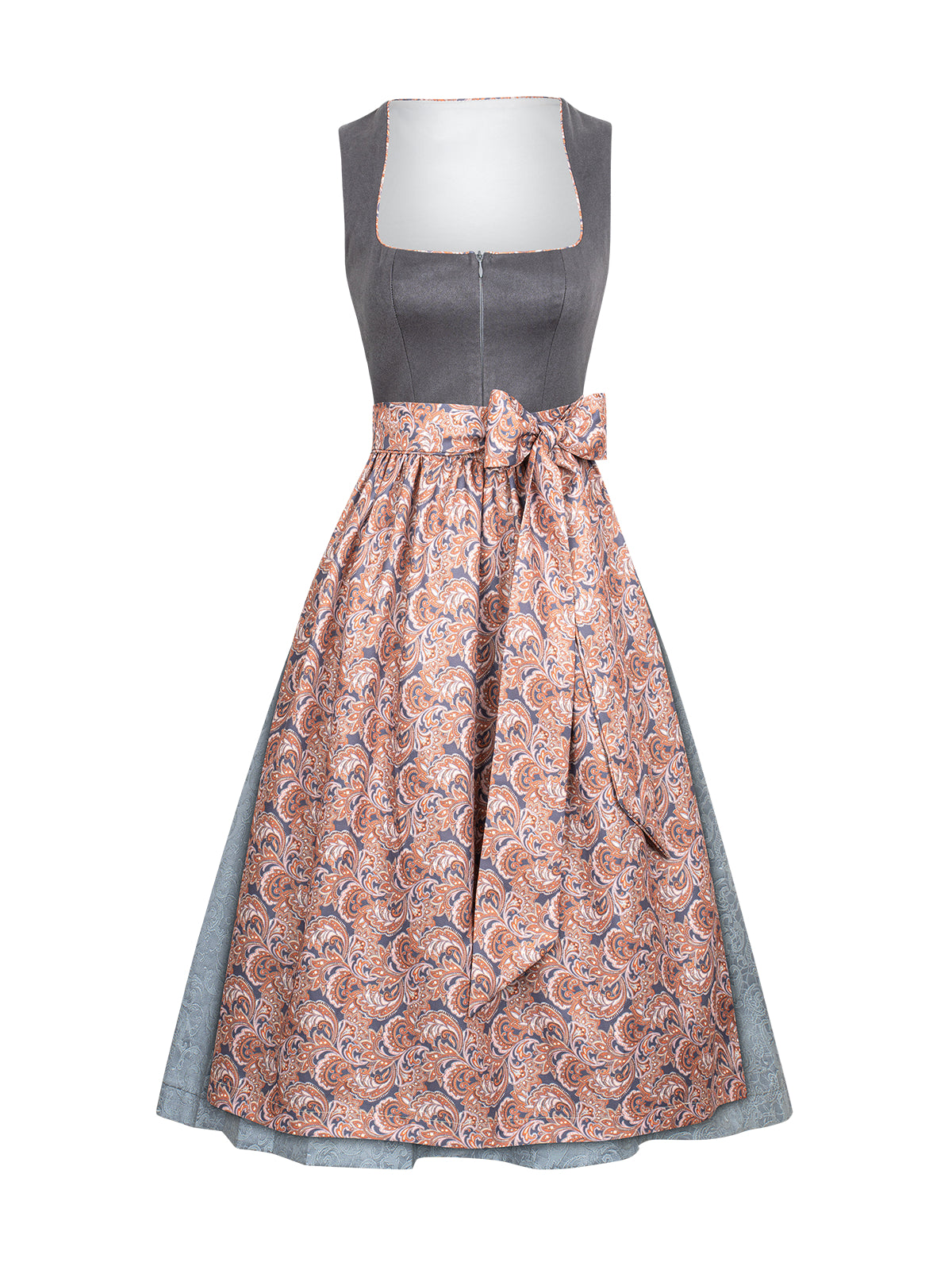 Šedá rovná sekce po celém vzoru dirndl marta